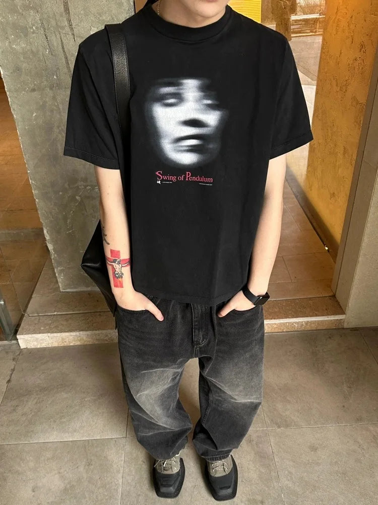 vaporwave oversized shirt featuring 24ss vintage vtg retro high street phantom avatar print 100 cotton casual loose tops t shirt