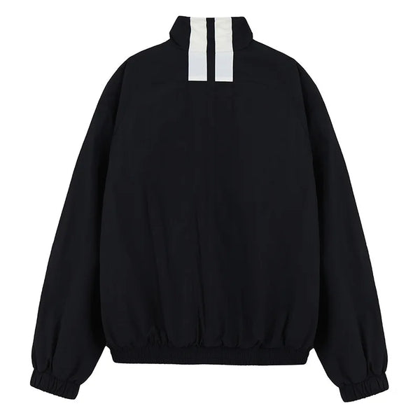 Black Techwear Zip Jacket with Stand Collar – Urban Street Fit
