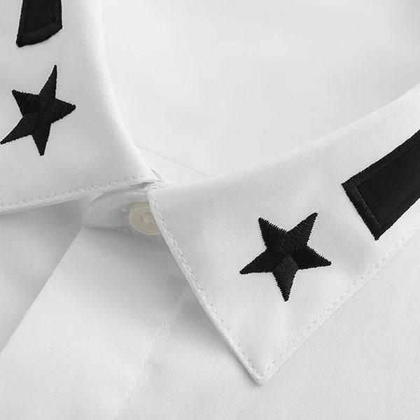 New 2022 Luxury Men Classic Embroidered stars comfortable Fashion Cotton Casual Shirts Shirt High Quality Short Sleeves A116