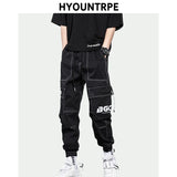 mens side pocket cargo pants casual elastic waist trousers streetwear hip hop loose fit ankle drawstring sweatpants joggers urban active pants