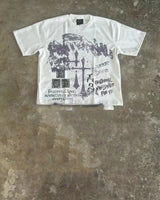 Gothic Graphic tee – Y2K Streetwear Brand Cross Pattern Printed Oversized T Shirt