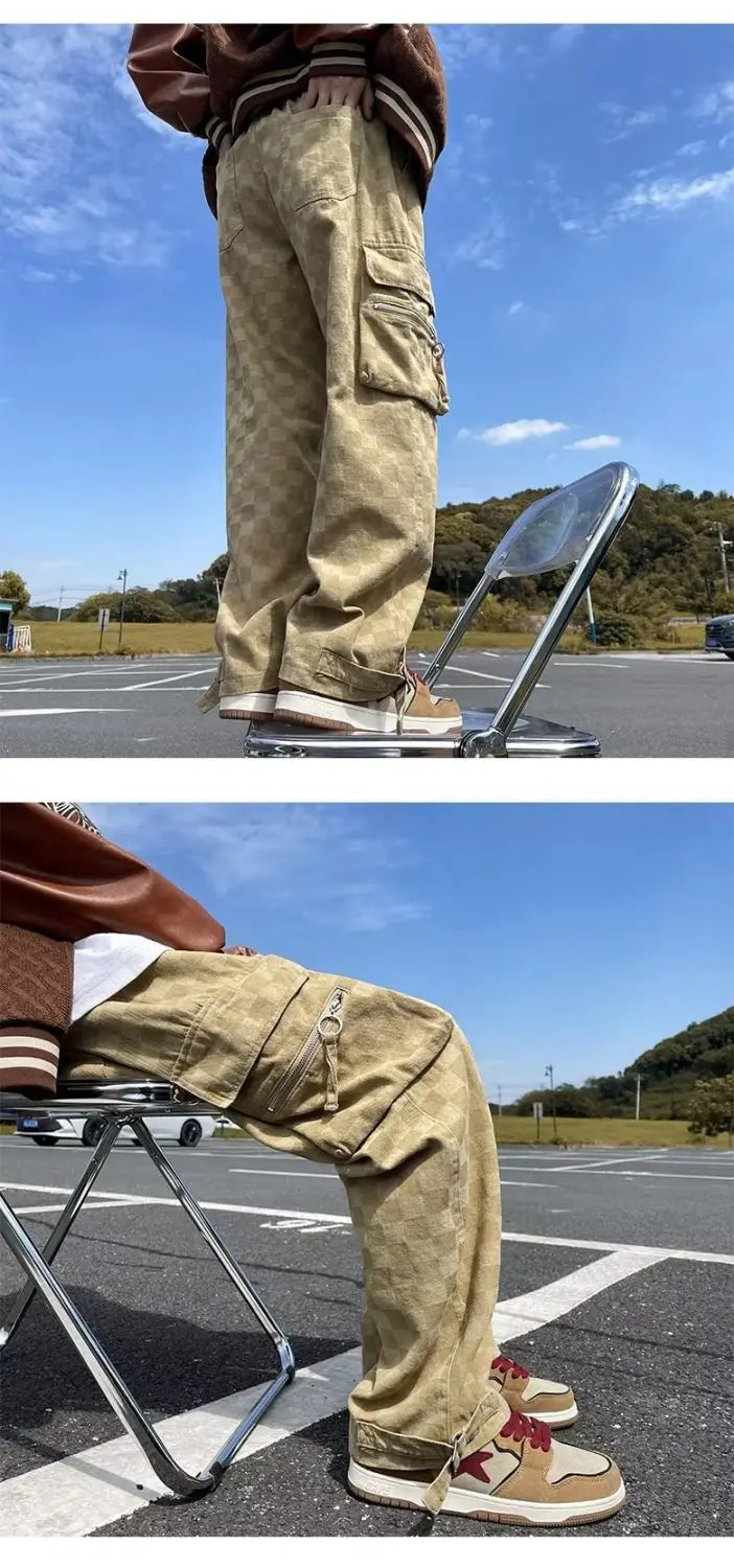 korean street ins overalls men women high street retro personality straight japanese style versatile loose y2k wide leg pants unique default style 3200