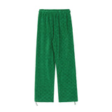2024 spring and autumn mid waist straight jacquard velvet knitted trousers loose wide leg pants urban casual pants men and women unique default style 2038