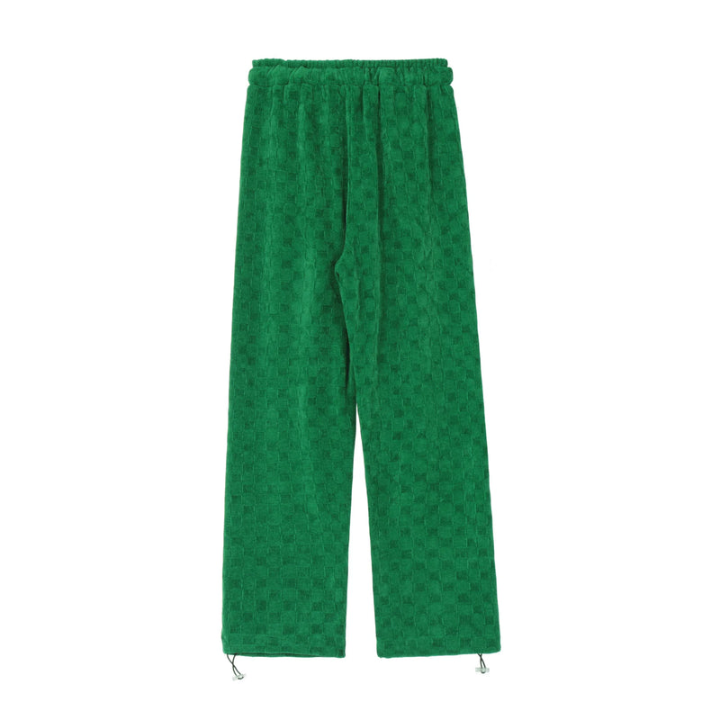 2024 spring and autumn mid waist straight jacquard velvet knitted trousers loose wide leg pants urban casual pants men and women unique default style 2038