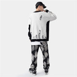 hip hop streetwear knitted sweater sweater 2022 mens harajuku ripped holes new casual v neck tops cotton loose pullover sweaters - high quality cotton hoodie, vintage look oversized hoodie, oversized streetwear hoodie