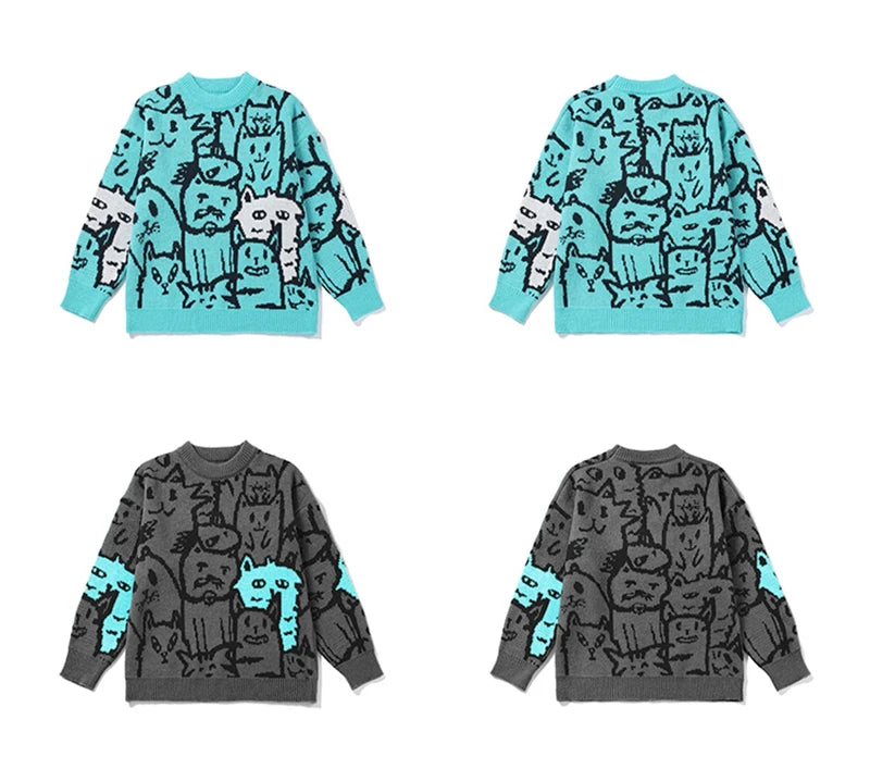 grunge oversized flame jumper built for warmth and edge, essential for winter street style, men’s streetwear clothing piece f