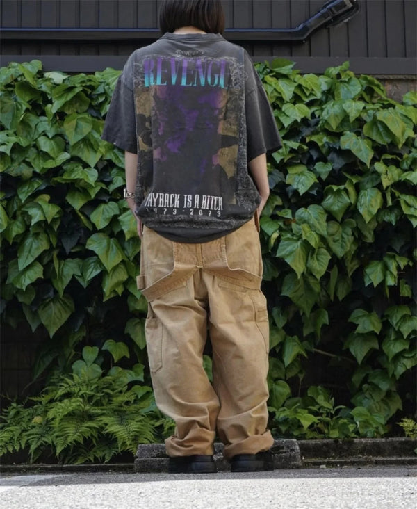 sadcore streetwear top featuring 24ss summer retro vintage portrait quality printing high street distressed t shirt tops
