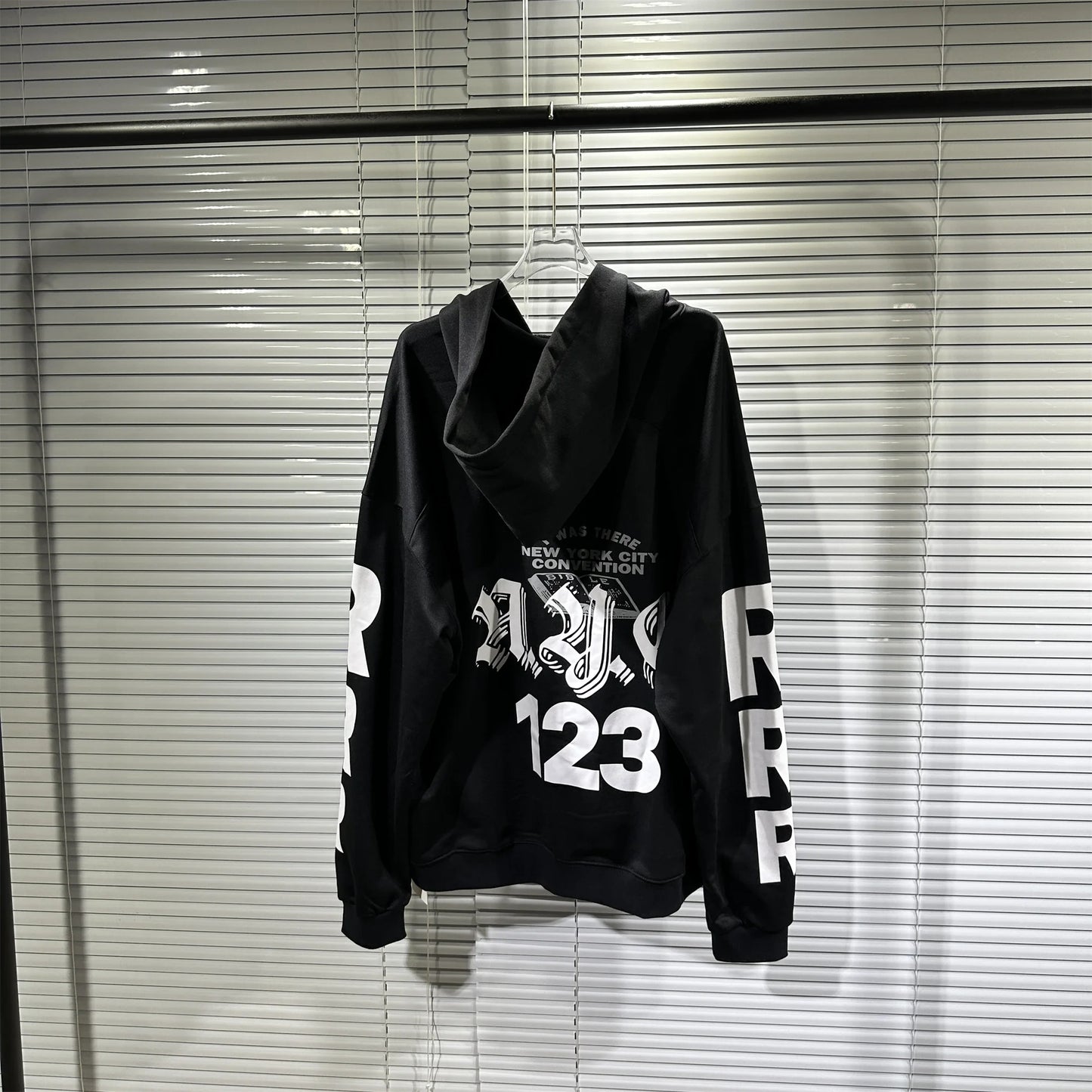 24ss RR123 Brand Fashion Letter Print Black Cotton Cardigan Hooded Sweatshirt High-Street Casual Zipper Hoodie For Winter
