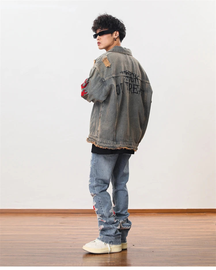 men distressed ripped destroied denim jean pants new fashion patchwork biker jeans streetwear flare pants jogger y2k men s jeans unique joggers style 3288