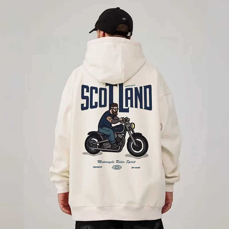 Autumn Motorcycle Mens Printed Hoodies Hip Hop Fashion Streetwear Bagg