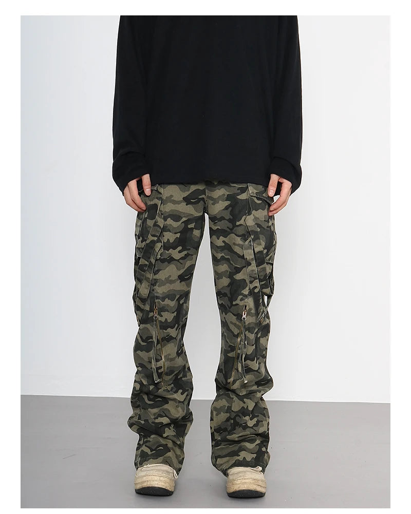men patchwork camouflage cargo pants streetwear side pockets harajuku joggers unisex hip hop baggy loose straight flare trousers unique joggers style 2852