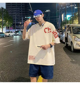 Glitchcore Anime panel – Korean Trendy Letter Printed Short Sleeved T Shirt For Men I