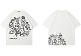Skatercore Aesthetic print tee – 2023 Harajuku Cartoon Girl Cat Japanese Kanji Graphic T Shir