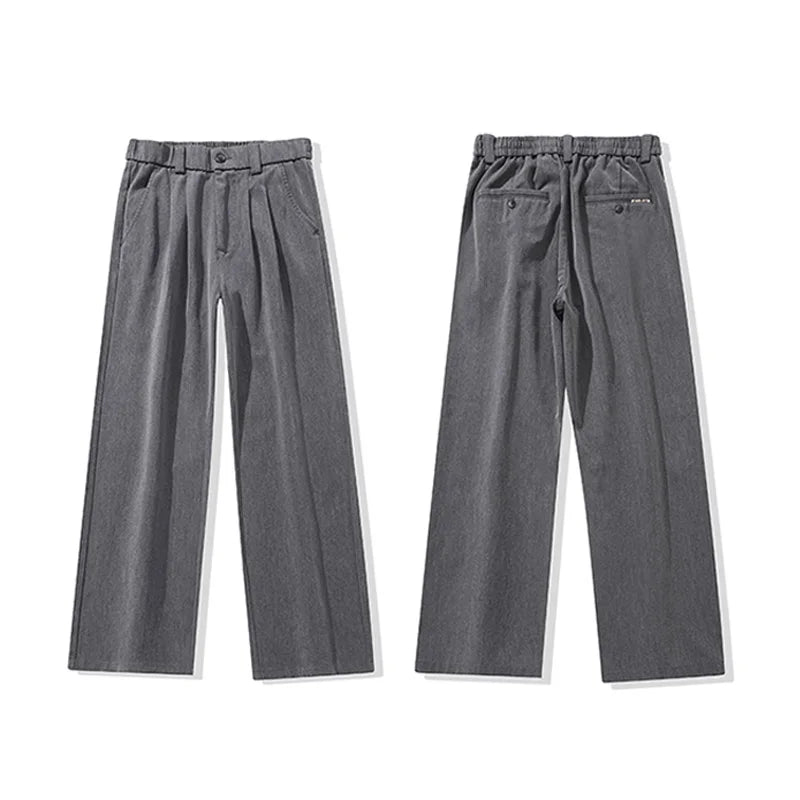 suit pant men korean streetwear fashion loose casual plus size straight suit pant office man commuter pants trousers clean everyday pants