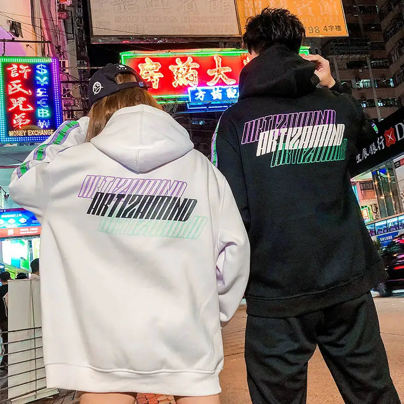 Men Hip Hop Hoodie Sweatshirt Drunk Illusion Chinese Character Hoodie Streetwear Casual Black Hooded Pullover Cotton Autumn 2023