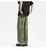 2024 goth tie dye corduroy pants mens autumn baggy wide leg straight casual trousers women drawstring hip hop y2k sweatpants unique joggers style 1367