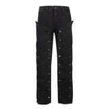 detachable button black washed baggy jeans for men straight harajuku ropa hombre loose denim trousers oversized cargo pants combat utility trousers