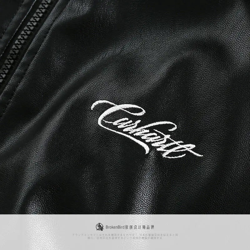 Motorcycle Street PU Leather Jacket American Trendy Brand Sports Top Couples Streetwear Korean Fashion Casual Coat Men Clothing