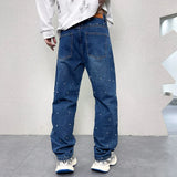 men bead streetwear fashion hip hop vibe loose casual wide leg straight denim jeans baggy pant man boyfriend jeans trousers urban skinny jeans