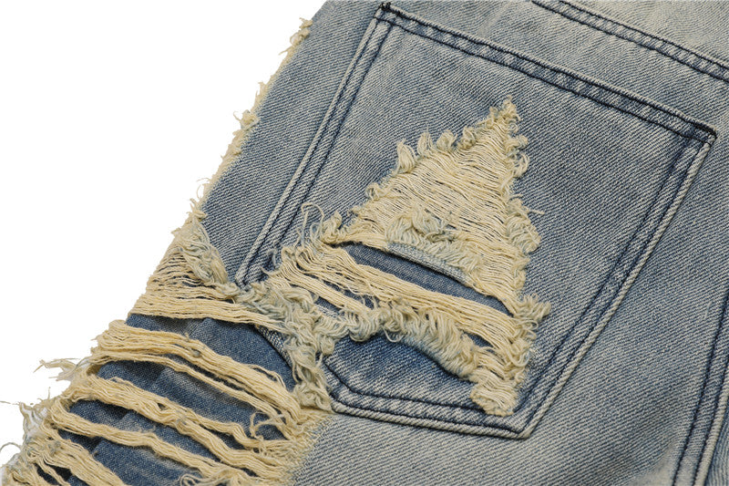 fashion ripped denim jeans mens destoryed holes zipper straight trousers jeans hip hop streetwear new casual joggers jeans pants unique joggers style 3088