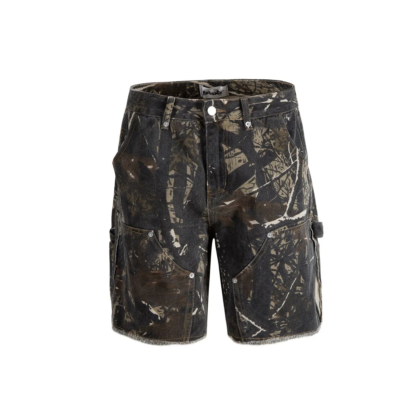 full branches trees camouflage cargo shorts for men and women straight patchwork baggy summer knee length pants oversized utility cargo pants