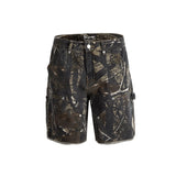full branches trees camouflage cargo shorts for men and women straight patchwork baggy summer knee length pants oversized utility cargo pants