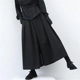trendy gothic loose casual culottes mens japanese wide leg pants new oversize design streetwear dark black trousers male clothes unique default style 156