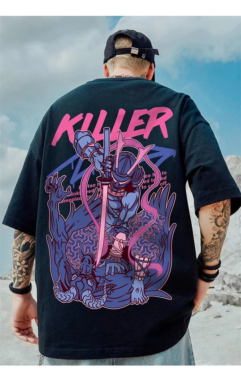 Skatercore Tribal flames – Samurai Slayer Harajuku Kawaii T Shirt Men Punk Y2K Print