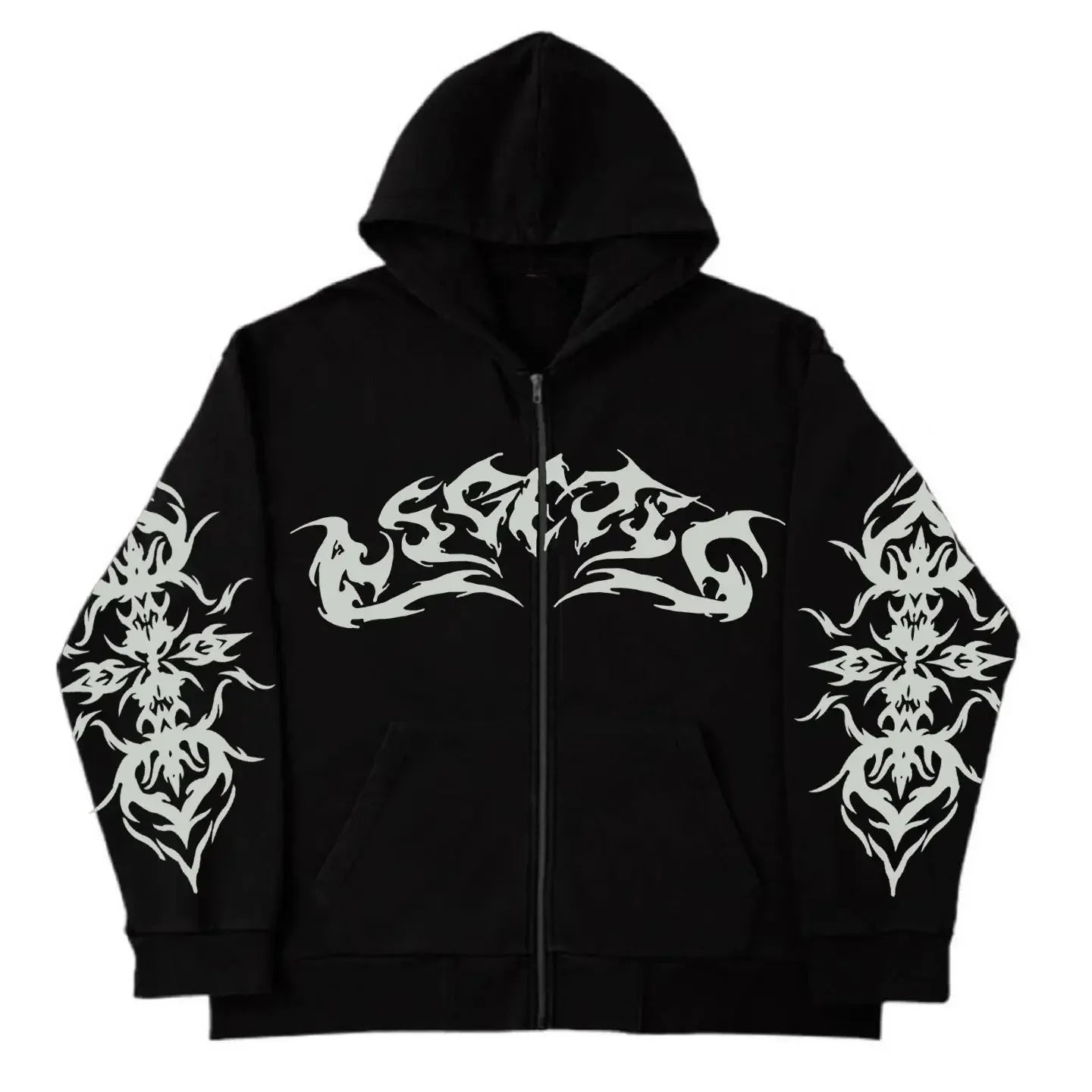 Printed Personalized Patterns Street Style Street Hooded Cardigan Long