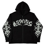 Printed Personalized Patterns Street Style Street Hooded Cardigan Long