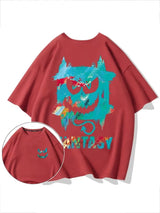 Skatercore Chrome print – Harajuku Devil Graffiti Print Oversized Tee Shirts Men Summer