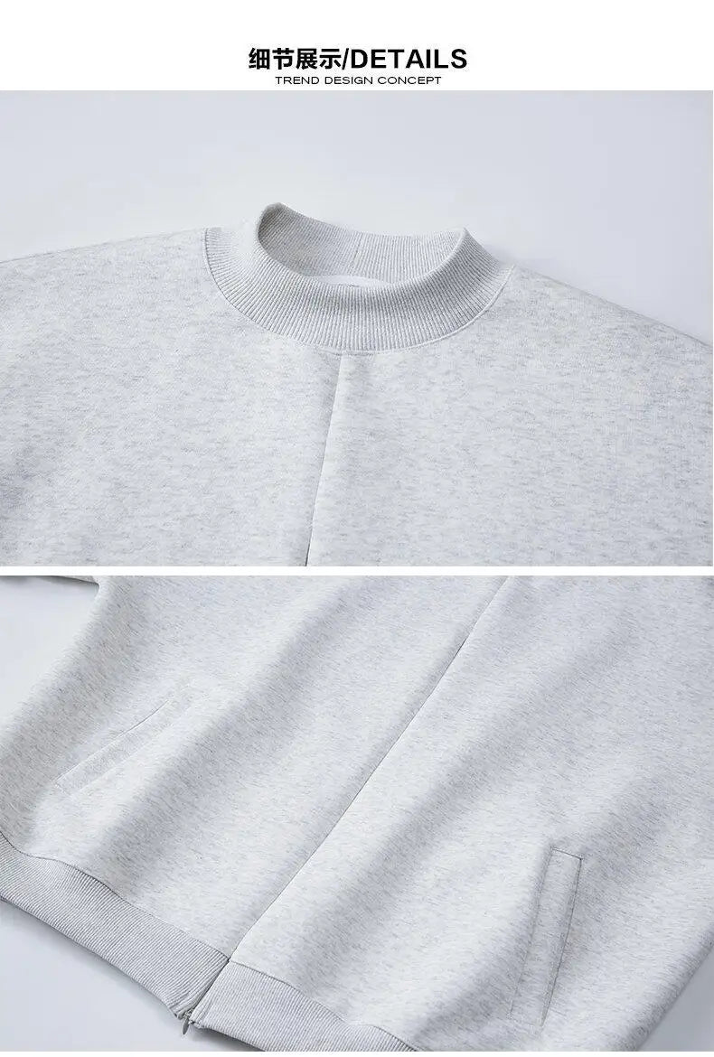 Stand Collar Half Zipper Pullover Casual Sweatshirt Men Women Streetwe