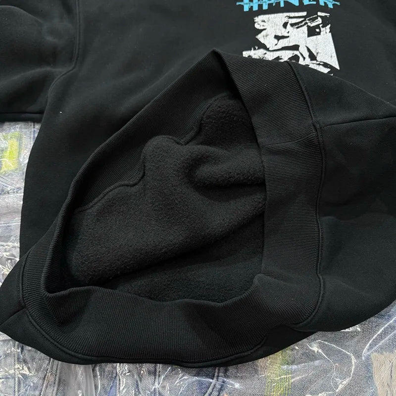 Techwear-inspired Y2K hoodie with holographic branding