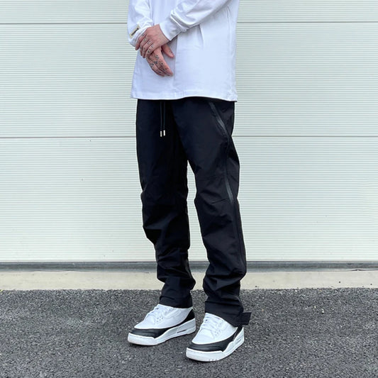 american street wear machine oversized joggers pants rubber side zipper nylon casual pants harajuku mens black track pants sporty tapered joggers