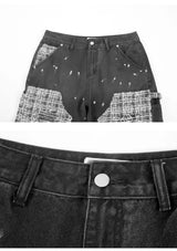 ripped holes patchwork denim jeans shorts mens high street straight short jeans hip hop streetwear casual short joggers pants unique joggers style 741