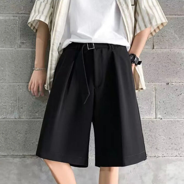 mens suit shorts summer fashion korean version solid color drape five point pants popular casual trend loose street y2k shorts summer street shorts
