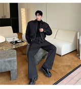 men 2 pieces sets quilted short cargo jacket pant autumn winter korean streetwear casual thicken bomber coat trousers suits unique cargo style 2773