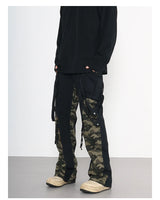 men patchwork camouflage cargo pants streetwear side pockets harajuku joggers unisex hip hop baggy loose straight flare trousers unique joggers style 2843