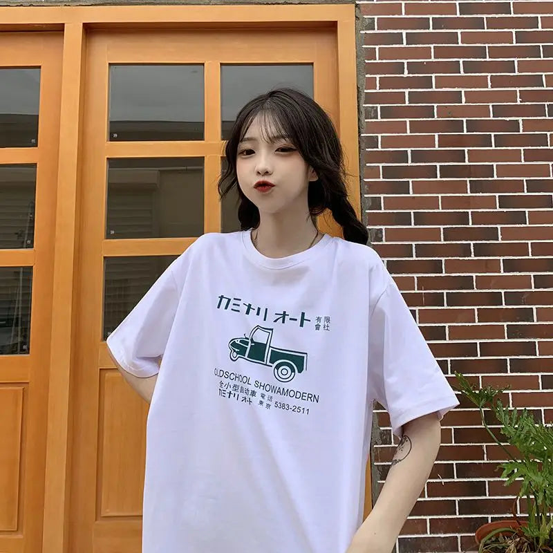 Glitchcore Oversized shirt – Summer Japanese Girly Cotton Short Sleeved T Shirt For Women