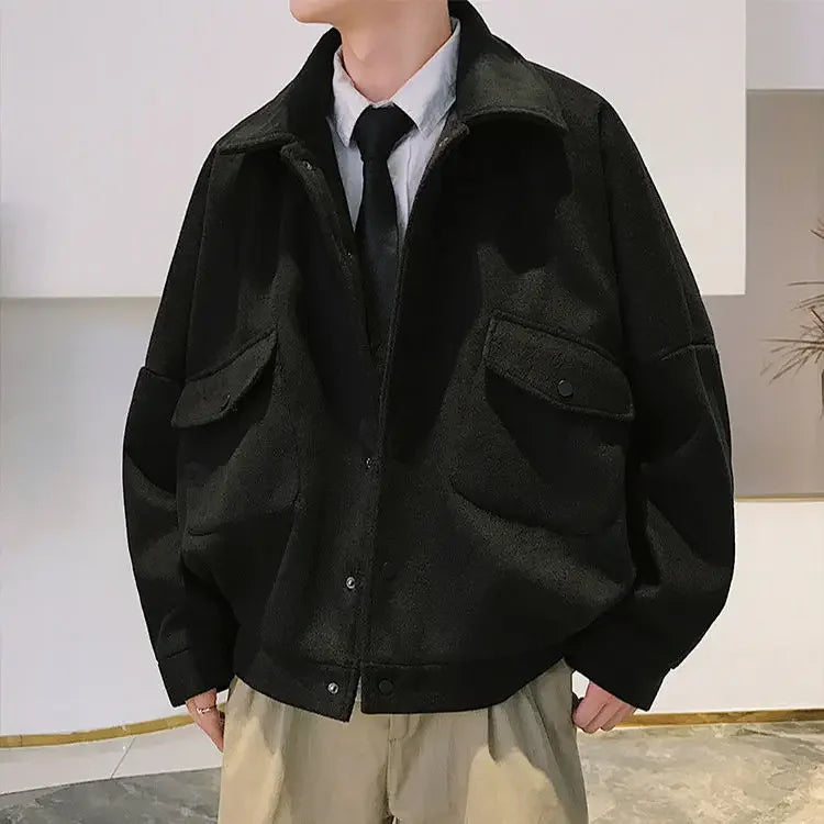 zip-up minimalist jacket, cold-season outfit - aesthetic hip hop inspired casual wear