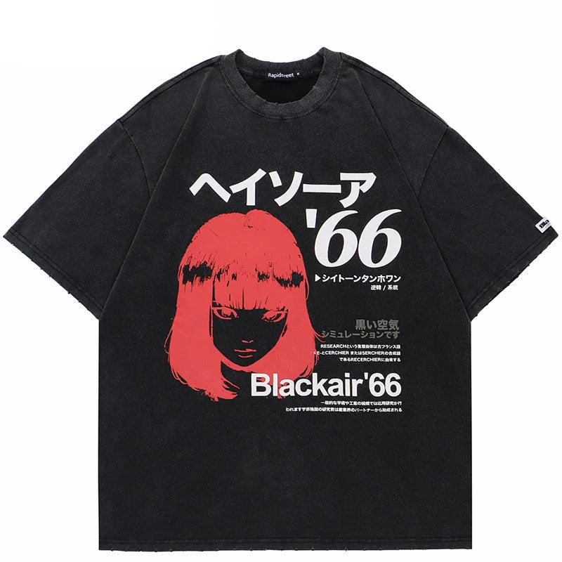 Sadcore Streetwear – 2023 Hip Hop Washed Black T Shirt Oversized Men Streetwear J – Edgy Streetwear for All Genders