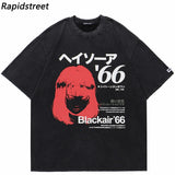 Sadcore Streetwear – 2023 Hip Hop Washed Black T Shirt Oversized Men Streetwear J – Edgy Streetwear for All Genders