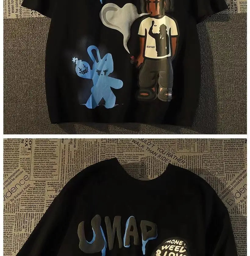 Urban stealth hoodie with neon glitch and digital branding