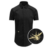 New 2021 luxury Men Classic Embroidered bee spide Fashion Cotton Casual Shirts Shirt high quality Pocket Short sleeves A50