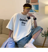 Korean style new Hong Kong style trendy letter printed short-sleeved trend loose and versatile casual couple half-sleeved top