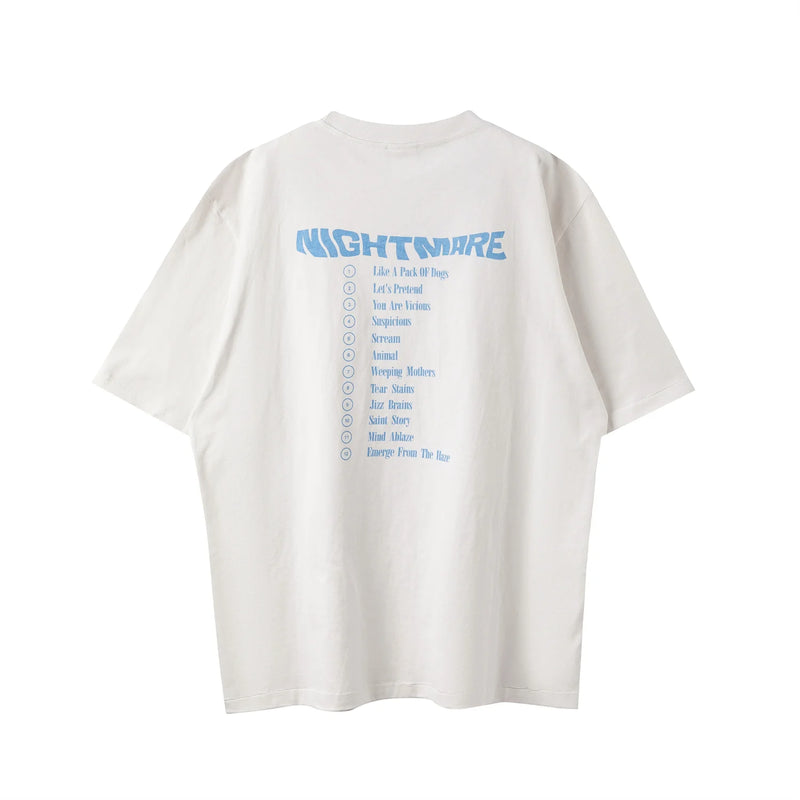 2024 Vintage Retro Print Olded Washed High-Street Cotton Tops T-Shirt For Summer