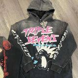 Street Hip Hop Rock Letters Anime Print Oversized Pullover Hoodie Men