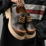 High Street Big Toe Leather Designer Shoes Men Women Streetwear Fashion Hip Hop Vintage Lightweight Casual Increase Derby Shoes