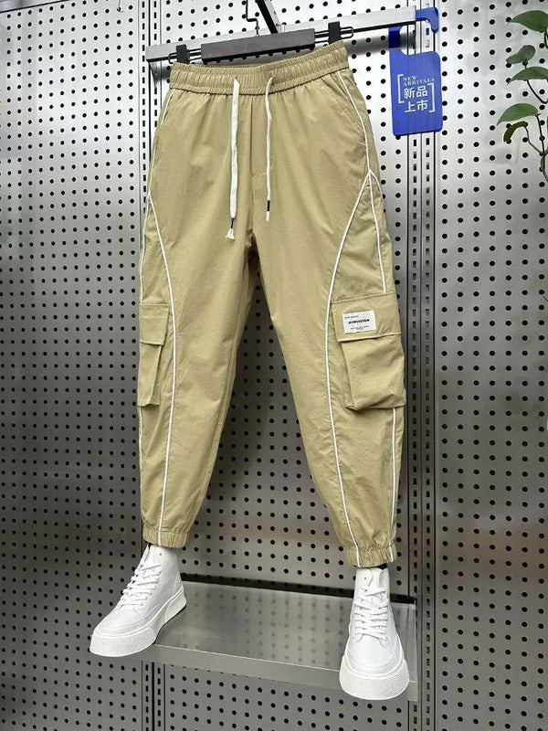 stripe decoration hip hop street harem pants outdoor casual trousers brand mens clothing casual cargo pants for men baggy trous multi-pocket cargos