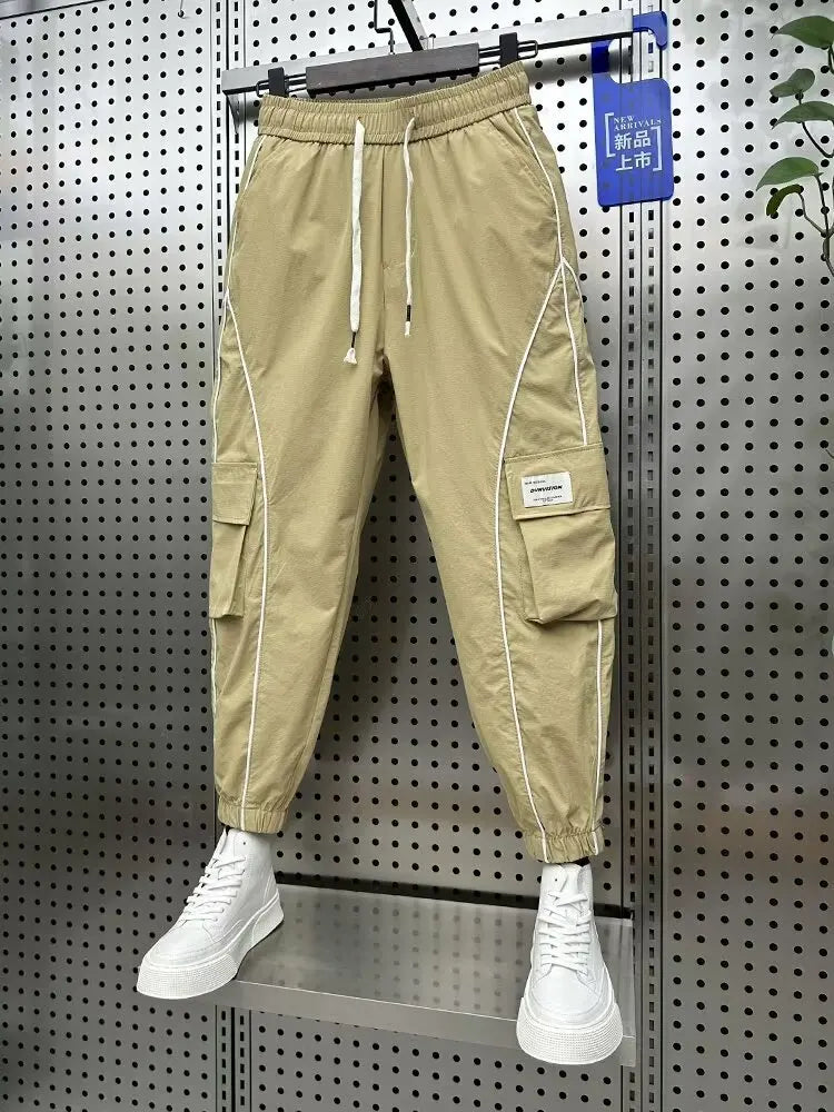 stripe decoration hip hop street harem pants outdoor casual trousers brand mens clothing casual cargo pants for men baggy trous multi-pocket cargos